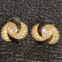 MONET - boucles d'oreilles à clip signées MONET - strass doré, émail et design