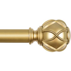 KAMANINA Gold Curtain Rod 32 to 58 Inch(2.6-4.8Ft), 7/8 Inch Single Adjustable Curtain Rods for Windows 28 to 48, Decorative Drapery Rods with Netted Texture Ends