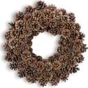 Huashen 18 Inch Fall Wreath for Front Door Full Artificial Pinecone Wreath