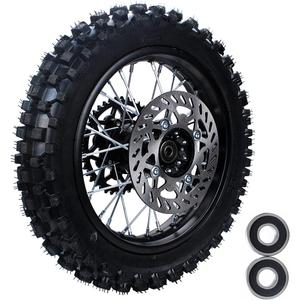 Rim tube tire 80/100-12 3.00-12 12-15MM axle 12"Complete rear wheel For small Dirt Pit Bike Trail Wheel Rim Tire Fits 125-160cc Pit Dirt Bike TTR SSR BBR Includes Brake Rotor and Sprocket