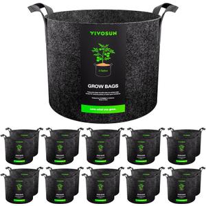 VIVOSUN 20-Pack 2 Gallon Grow Bags, Heavy Duty Thickened Nonwoven Fabric Pots with Handles for Flowers Fruits and Vegetables Black