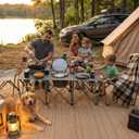 Colorsoul 5 Pcs Camping Chair Set w/Table, Outdoor Folding Chairs with Cooler Bag Cup Holder & Portable Table, Heavy Duty Oxford Fabric Lawn Chairs for Camping, Fishing, Picnic, Sporting Events, Grey