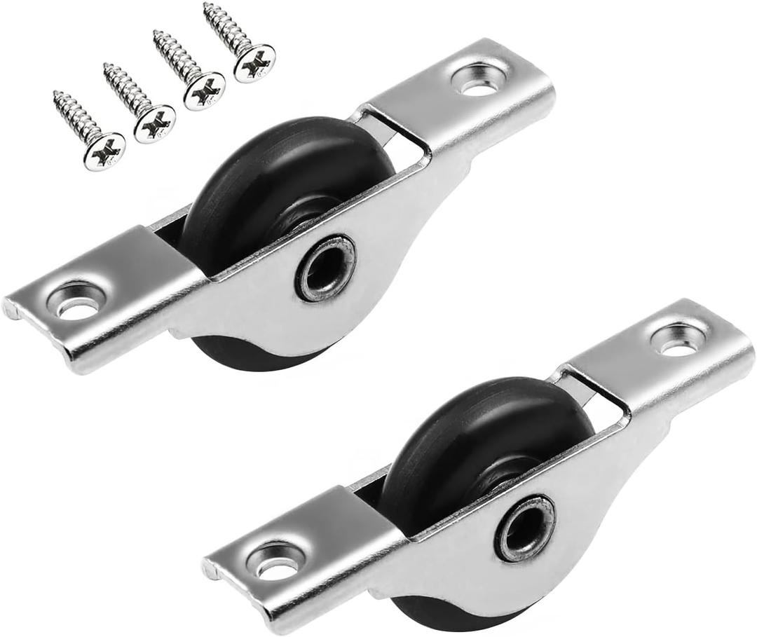 Bettomshin 2Pcs Dia 30mm Nylon Single Wheel, (65x13x8mm LxWxT) Screen Door Wheels Stainless Pulley Electroplating Sliding Door Window Pulley Stainless Steel Shell Black