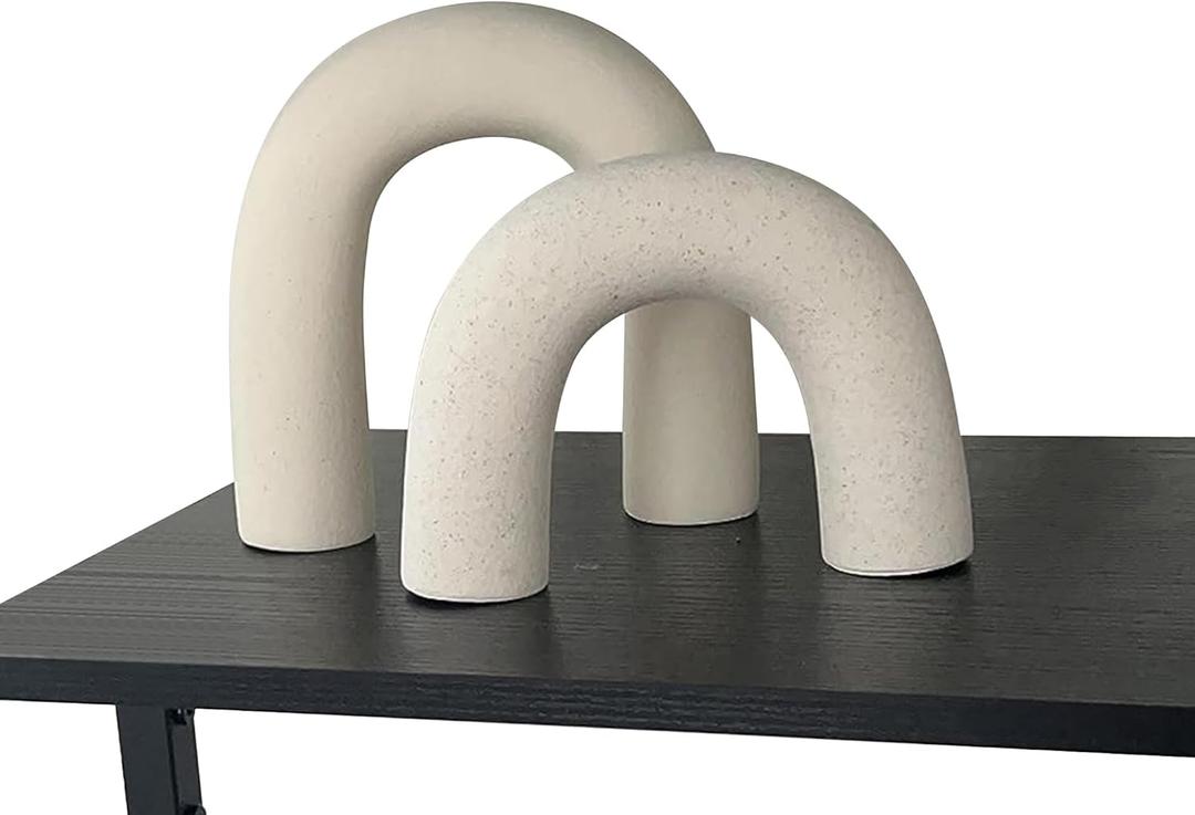 Defined Deco Ceramics Arch Decorative Objects,Neutral Home Decor for Shelves,Shelf Decor Aesthetic,Home Decorations for Living Room Decor, (2pc Set Arches)