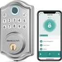 AkaGear Keyless Entry Door Lock with Fingerprint - Electronic Keypad Deadbolt, Smart Locks for Front Door, Auto-Lock & One Touch Locking with Bluetooth, Password Code, APP Control, Satin Nickel