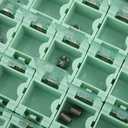 50pcs/Set Green SMT SMD Container Box, Electronic Components Parts Storage Case with Transparent Lid, Mini Component Assortment Storage Box, Tool Organizers