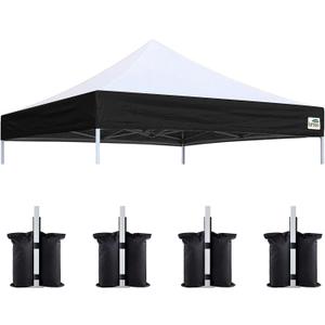 Eurmax USA New 10x10 Pop Up Canopy Replacement Canopy Tent Top Cover, Instant Canopy Top Cover ONLY, Choose 30 Colors, Bonus 4PC Pack Weight Bag (White&Black)