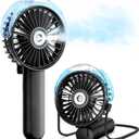 SWEETFULL Misting Fan Portable - 180 Foldable Handheld Personal Fan with Mist Spray, 3 Speeds, 30ml Water Tank, USB Rechargeable for Travel, Outdoors, Makeup, Camping, Home, and Office Use (Black)