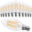 E12 Candelabra Bulb 40 watt Equivalent, E12 LED Bulb Dimmable Chandelier Light Bulbs, B10 Candle Light Bulbs 2700K Soft White, 90+CRI, 400LM, Clear Glass, 12 Pack, Soft White