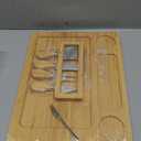 Bamboo Cheese Board Set - Charcuterie Boards and Serving Meat Platter, Cheese Tray with 4 Stainless Steel Cheese Knives Cutting Board Platter, Ideal for Halloween, Wedding, Christmas Gifts (14" x 11" x 0.6")