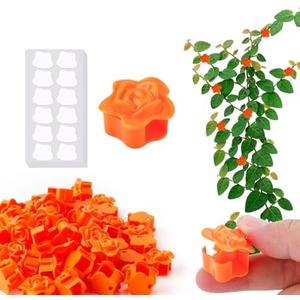 BOXOB 50pcs Plant Climbing Wall Clips, 0.39 Inch Diameter Self-Adhesive Plant Vine Fixture Hooks with 60 Stickers Climbing Vine Traction Support Holder Mount for Wall Outdoor Indoor Garden (Orange)