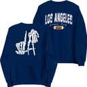 Football Sweatshirt Women Los Angeles Graphic Shirts Oversized Print Sweatshirts Loose Casual Tops (Blue, M)