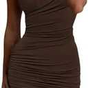 GORGLITTER Women's Asymmetrical Fringe Vegas Dinner Mini Dresses One Shoulder Fringe Birthday Sexy Going Out Club Dress M