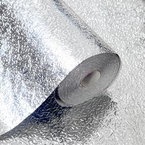Caliwill Embossed Floral Foil Paper Foil Wrapping Paper 15.7 inch 46ft Metallic Silver Foil Sheets for Crafts Scrapbook Florist Cake Board Birthday Holiday Wedding Gift Wrapping