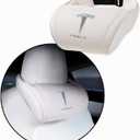 Car Headrest Neck Pillow Support Ergonomic, with Valve Stem Covers Accessory for Driving Seat Fatigue Relief Compatible with Model S X 3 Y & Cybertruck - 1 Piece