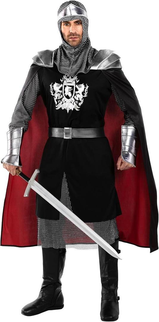 Morph Knight Costume Adults, Medieval Knight Costume Mens Halloween Crusader Outfit, Halloween Costumes For Men (X-Large)