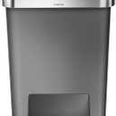 simplehuman 45 Liter / 12 Gallon Rectangular Kitchen Step Trash Can with Soft-Close Lid, Grey Plastic