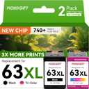63XL Ink Cartridge Combo Pack Remanufactured for 63XL Black Tri-Color 63 Works for Envy 4510 4520 4511 4650 4655 5255 5258 5200 OfficeJet 3830 3836 DeskJet 1110 3630 Printer