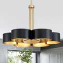 Modern Black Chandelier 6-Light Adjustable Height Pendant Lighting | 28" Sleek Black Finish, Versatile Design, Fits Living Room/Dining Room/Hallway Over Table