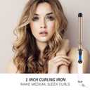 Hoson 1 Inch Curling Iron Professional Ceramic Tourmaline Coating Barrel Hair Curler, LCD Dispaly with 9 Heat Setting(225F to 450F for All Hair Types, Glove Include)