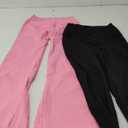 OQQ Women's 2 Piece Yoga Pants Ribbed Seamless Workout High Waist Cross Over Bell Bottoms Exercise Flare Leggings (Candypink,black) S