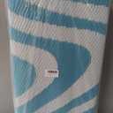 Vaukki Waterproof Outdoor Rug 9x12 Teal Striped Patio Mat