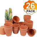 [26 Pack] 4" Terracotta Planter Pots with Drainage Hole - Clay, Ceramic, Cactus, Flower & Succulent Nursery Pots for Garden