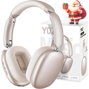 Wentronic Y02 Active Noise Cancelling Headphones,60H Battery,5 EQ Music Modes,Hi-Res Audio,Deep Bass,Foldable Wireless Over Ear Bluetooth 5.4 Headset,Breathable Leather Earpads (Starlight)