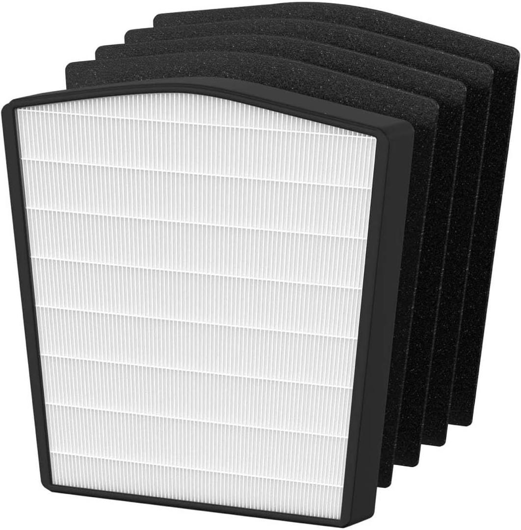 True HEPA Filter Replacement LP-HF550 Filter, Compatible with LivePure Bali Series LP550TH, LP560 Multi-Room Whole House Air Cleaner Purifier, Part Number LP550THP, 1 xHEPA Filter, 4 xCarbon Filte r