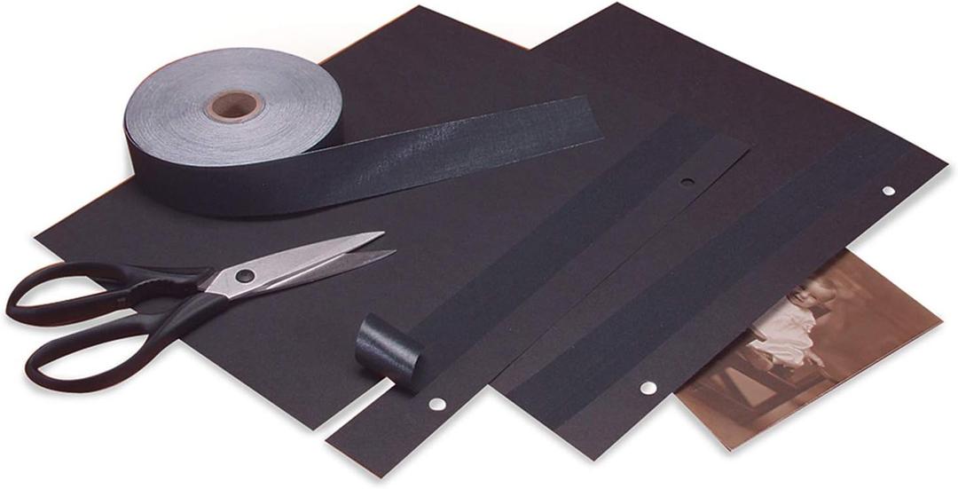 Lineco Gummed Hinging Tape for Artwork Framing, Acid-Free Linen Fabric, 1.25 inch X 35 Feet, Black (L533-1016)