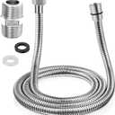 Dreyoo 1 Pack 39 Inch Shower Hose with Shower Extension Connector, Extra Long Handheld Head Hose with Brass Insert and Nut, 1/2 to 1/2 Extender, Stainless Steel