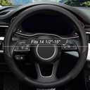 KAFEEK 15 inch Steering Wheel Cover, Cooling Ice Silk Mesh with Microfiber Leather, Ultra Breathable, Anti Slip Car Grip, Heat Resistant Summer Cool, Universal Fit, Black