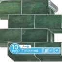 Art3d 10-Pack Heavy-Duty Peel and Stick Backsplash, 12.6 x 10.6 Inch Stick on Wall Tiles for Kitchen Bathroom Countertop Decor, Dark Green