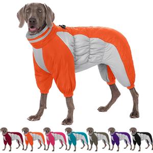 AOFITEE Dog Coat Warm Dog Puffer Jacket for Winter, Windproof Dogs Coat with Harness Built in, Reflective Turtleneck Dogs Winter Jacket Snowsuit, Full Body Fleece Coats for Large Pet (Orange)