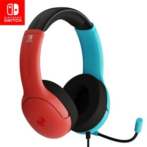 PDP Gaming LVL40 Airlite Stereo Headset for Nintendo Switch/Lite/OLED - Wired Power Noise Cancelling Microphone, Lightweight Soft Comfort On Ear Headphones (Mario Neon - Red & Blue)
