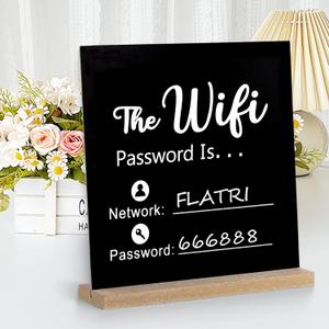 Wifi Sign, Wooden Wifi Sign for Guests for Restaurant Supermarket Office Home Bar Coffee, 8.46 * 8.46 Inch Wifi Password Signs for Home Essentials