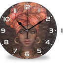 Africa Women 10 Inch Battery Operated Round Quartz Analog Quiet Desk Clock for Home,Office,School 