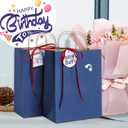 BagDream Navy Blue Gift Bags 8x4.25x10.5 100Pcs Kraft Paper Bags with Handles Bulk Medium Size for Shopping, Party Favor, Retail Merchandise Grocery Paper Sacks