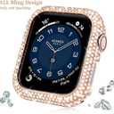 Mosonio Case Cover Compatible with Apple Watch 44mm, Full Bling Metal Watch case 44mm for Women, Shiny and Durable Protective Case Cover for iwatch Series 6 5 4 Se 44 mm (Rose Gold,44mm)