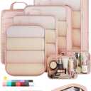 Veken 9/11 Set Compression Packing Cubes for Travel Essentials,Compressible Expandable Large Luggage Suitcase Organizer Bags for Clothing,Durable Space Saver Storage Bags with Toiletry Bags(Beige)