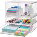 STORi Chloe Space-Saving Clear Drawer Organizer (4 Drawer Set) Sort Office, Kitchen, Beauty Supplies, Makeup, Pens, Jewelry, Stationary, Made in USA