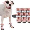 Spark Paws Dog Shoes, Waterproof Dog Boots for Medium to Large Dogs, Non Slip, Breathable Dog Booties and Paw Protectors - 4PCS Doggie Hiking Boots with Reflective Straps - Pink, Size 5