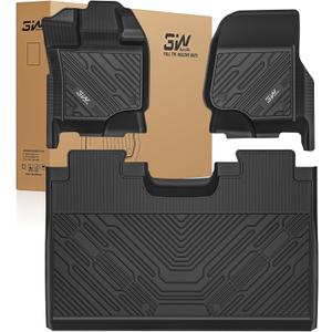 3W Floor Mats for Ford F-150 2015-2025 2026 & F150 Lightning 2022-2025 SuperCrew (w/o Fold Flat Storage), TPE All Weather Custom Fit, Front & Rear 3PCS | Heavy Duty, Easy Clean - Black
