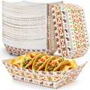 100 Pack 2 lb Mexican Nacho Paper Food Boats, Fully Assembled | Soccer watch party trays, taco night food boats, game day snack containers, BBQ serving supplies, fiesta party essentials