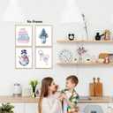 Boat Wades Chinoiserie Christmas Winter Wall Art Prints Set of 4, Grandmillennial Pink and Blue Xmas Tree Candy Cane Snowman Posters Pictures Wall Decor for Bedroom Home Office, 8x10 Unframed