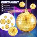50 Pcs Disco Balls Reflective Disco Ball Decorations Hanging Disco Ball Ornament Different Sizes Mirror Ball for Home Decor, Party, Club (Gold)
