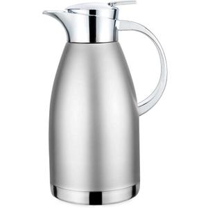 61oz Coffee Carafe Airpot Insulated Coffee Urn Stainless Steel Vacuum Thermal Pot Flask for Coffee, Hot Water, Tea, Hot Beverage - Keep 12 Hours Hot, 24 Hours Cold (Silver)