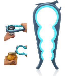 Otstar Jar Opener Bottle Opener and Can Opener for Weak hands, Seniors with Arthritis and Anyone with Low Strength, Mutil Jar Opener Get Lids Off Easily (Blue and Grey)