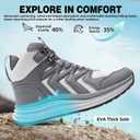 Men's Orthopedic Mid Trekking Hiking Boots: Comfortable Plantar Fasciitis Ankle Support Work Walking Running Shoes, Orthotic Cushion Sport Gym Cross Training Trail Sneakers for Foot Heel Pain Relief (Gray)