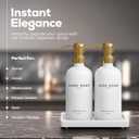 Luxury Glass Hand and Dish Soap Dispenser Set by Brighter Barns - Kitchen Soap Dispenser Set with Tray for Kitchen Sink - White and Gold Home Accessories & Decor for Restaurants, Airbnb, Gift (Gold)